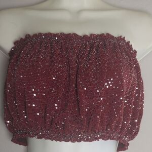 Elegant Burgundy Sequin Tube Top
